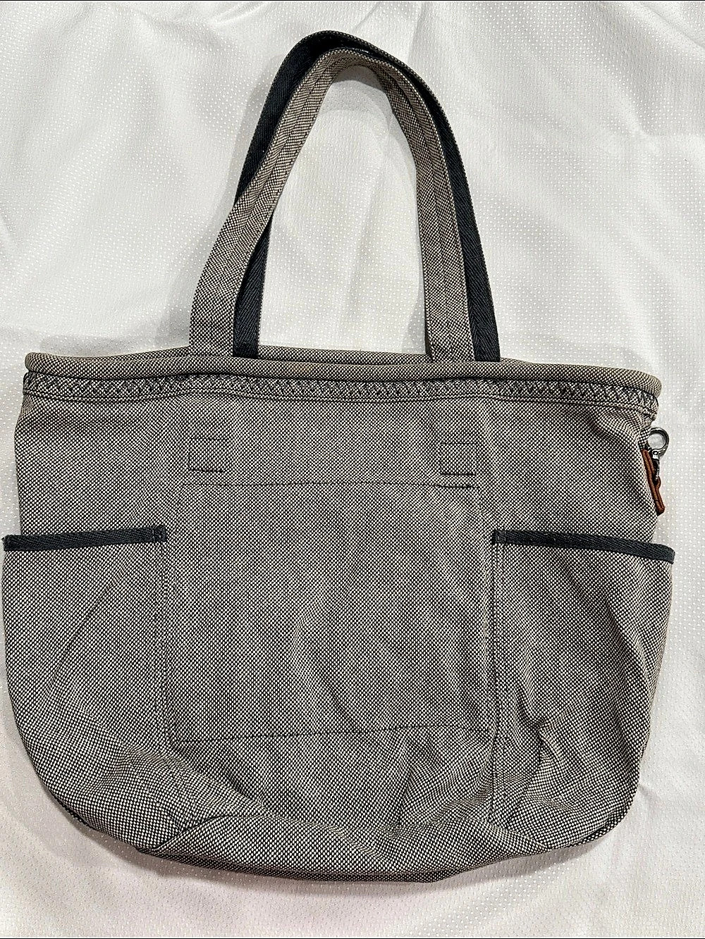 Thirty-One Retro Metro Canvas Tote Bag Grey Tweed